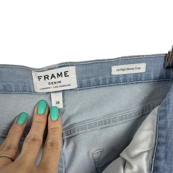 FRAME Le High Skinny Crop Stretch Light Wash Denim Jeans in Hepburn Road SZ 28 - Picture 11 of 12